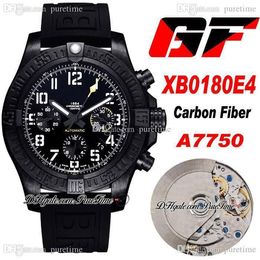 GF XB0180E4 ETA A7750 Automatische Chronograph Mens Horloge Carbon Fiber Case PVD All Black Dial White Big Number Markers Logo Rubber Strap Super Edition Puretime F6