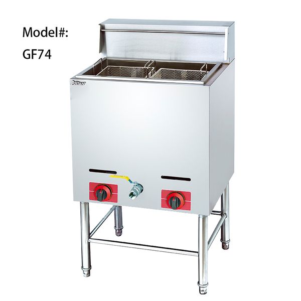 GF74 Gas vertical comercial Freidora profunda para papas fritas Patatas Freidora de aceite frito 1 tank con 2 canasta
