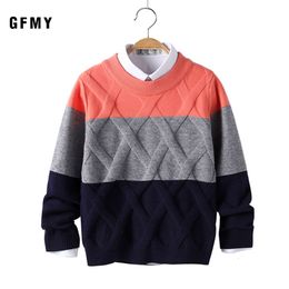 GFMY 2019 Autumn Winter Fashion O-Kollar driekleurige trui voor jongens Warm Wool 5-14 jaar jas Kids Sweaters L2405