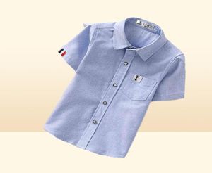 GFMY Summer Sale Shirts Casual Solid Cotton Color Blue Wit met korte mouwen jongens voor 2-14 jaar 2201257644415