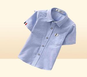 GFMY Summer Sale Shirts Casual Solid Cotton Color Blue Wit met korte mouwen jongens voor 2-14 jaar 2201258877395