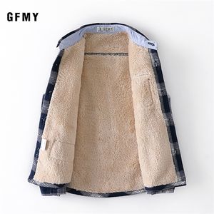 Gfmy winter 100% katoen volle mouw mode plus fluwelen plaid jongens shirt 3t-12t casual grote kind kleding kan een jas 210306 zijn