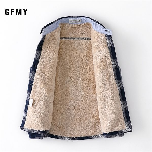 GFMY invierno 100% algodón manga completa moda más terciopelo Plaid niños camisa 3T-12T Casual Big Kid ropa puede ser un abrigo 210306