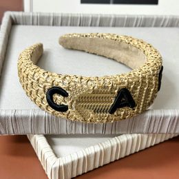 GG Designer Raffia Stro Weven Geknoopte Hoofdband Voor Vrouwen Handgemaakte Hoepel Haarband Haaraccessoires