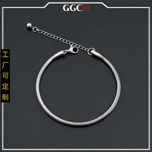 GGCH titanium ronde armband, roestvrijstalen slangbottenketen, slanke, eenvoudige en modieuze hot verkopende sieraden voor dames