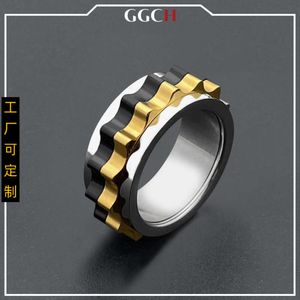 GGCH Titanium Steel Rotation Ring Mechanical Gear Mens New Simple Persualized Fashion Trend