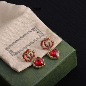 Ggism Luxury Diamond Jewelry Stud sieraden oorbellen Love Earrings Stone Oorrings rood