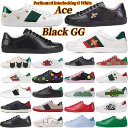 GGSGG Men Dames Casual schoenen geperforeerde Interlocking Snake Chausures Lederen sneakers Ace bijen Borduurwerkstrepen e Walking Mens Sports Trainers Tiger Sneaker