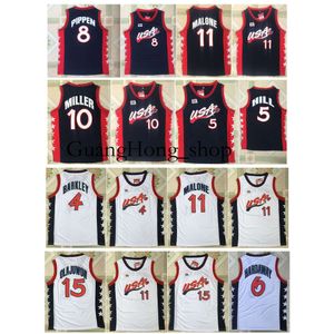 GH 1996 Team USA Charles Barkley Penny Hardaway Basketball Jersey Reggie Miller Hakeem Oluwon Scottie Pippen Grant Hill Mitch et Ness