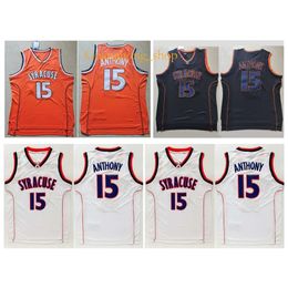 GH Carmelo 15 Anthony Syracuse College Basketball Jersey Blanc Bleu Taille S-XXL
