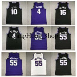 GH Chris Webber Jason Williams King Mitch en Ness basketbalshirt Peja Stojakovic Mike Bibby Throwback Jerseys Wit Zwart Paars Maat