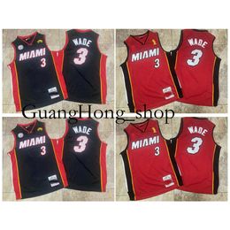 GH Dwyane Wade Heats basketbalshirt Miamis Mitch en Ness Throwback Zwart Wit Maat S-XXL