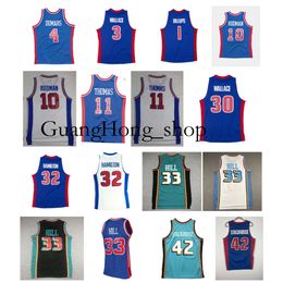 GH Grant Hill Piston basketbalshirt Detroits Joe Dumars Ben Chauncey Billups Rasheed Wallace Jerry Stackhouse Mitch en Ness