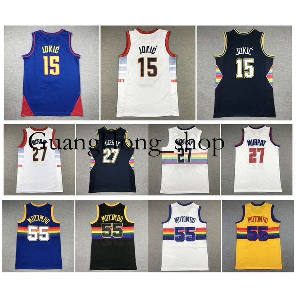 GH Jokic Net Basketball Jersey Denvers Jamal Murray 2023 Finales Patch Dikembe Mutombo Mitch Ness Allen Iverson Carmelo 7 Anthony Blue