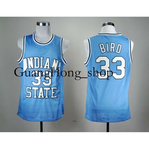 GH Larry Bird Indiana State Sycamores College Basketball Jersey Bleu Taille S-XXL