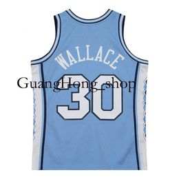 Maillot GH Mitch Ness University of North Carolina #30 Rasheed Wallace Road, bleu clair, taille S-XXXL