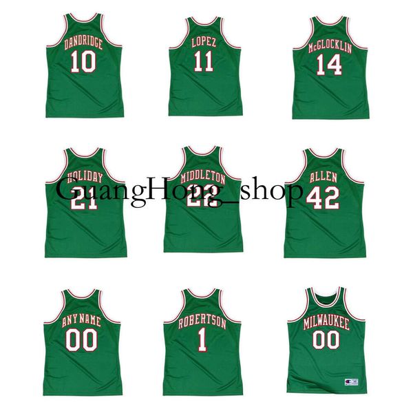 GH Oscar Robertson Buck 1970 Maillot de basket Milwaukees BOB DANDRIDGE JON Mcglocklin LUCIUS ALLEN ANTETOKOUNMPO Mitch et Ness Throwback