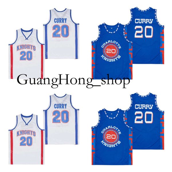 GH Stephen Curry 20 Christian Knights High School Movie College Basketball Jersey Bleu Blanc Taille S-XXL