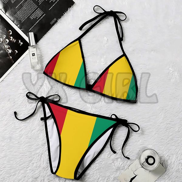 Ghana 2 pièces Bikini 3D partout sur des vêtements de maillot de bain pour filles de la plage sexy imprimées pour filles