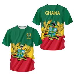 Ghana Jersey 3D Afdrukken Grafische T-shirts Y2k Zomer Vlag T-shirt Casual Oversized Drop Groothandel Team Tee 220623