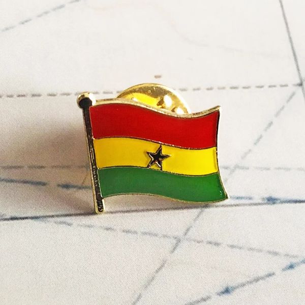 Ghana National Flag Bordery Patches Badge Shield y Pin de forma cuadrada Un juego en el brazalete de tela Decoración de la mochila