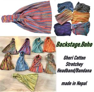 Gheri cotton élastique hippie bohemian bandana bandana bandana stretchable hair tie band