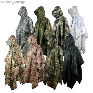 Ghillie Raincoat Gear Home Suit Birdwatching Accessories Army Tactical Outdoor Poncho Umbrella Rain Military War Hunting Q230824