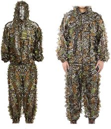 Ghillie pak gilly jagen sets broek 3d blad camouflage camouflage coveralls jeugd volwassen lichtgewicht kleding voor jungle jagen op natuurfotografie of Halloween