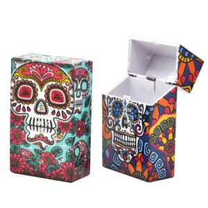 Estuches de cigarrillos fantasma Estuche de almacenamiento de tabaco con cabeza de calavera Caja de bolsillo Soporte de cigarrillo impreso Cigarrillo de plástico W09B