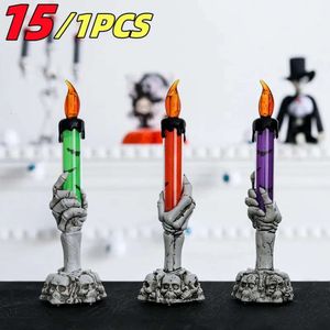 Ghost Handheld enge LED 15 -stks schedel Halloween kaarslichten Desktop Decoratie Home Haunted House Decorations 918 S