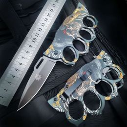 Ghost Head-cuchillo de boxeo de cuatro dedos para exteriores, plegable, diseño de autodefensa, puño del ejército, Cl Tiger, rompeventanas, JIHY