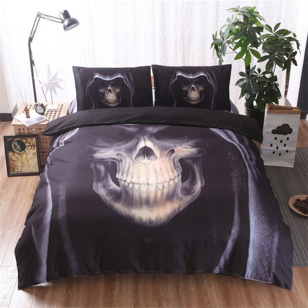 Ghost Head Skull Juegos de cama de tres piezas Estilo moderno Twin Full King Queen Size Funda de edredón de moda Funda de almohada Edredones de cama Suministros En stock