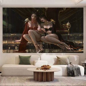 Ghost Knife Super Anime Beauty Background Cloth ins Wind Hanging Cloth Wall Cloth Mesita de noche Dormitorio Dormitorio Decoración de pared Imagen colgante art deco,