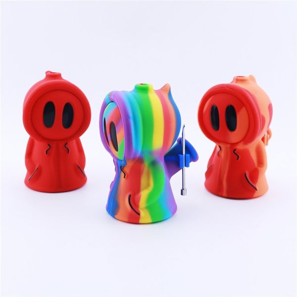 Les pipes à fumer en silicone Ghost avec une cuillère en métal sont livrées avec un bol en verre