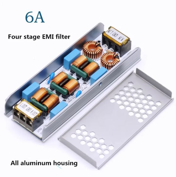 GHXAMP AC110V-250V ultra delgado de cuatro etapas EMI Interferencia Electromagnética Supresor Supresor Potencia EMC Audio Amplificador 6A 10A 1 PC