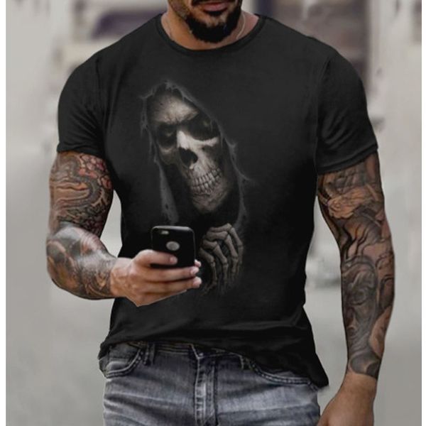 Gi15 T-shirts pour hommes 3D Mens Designer T-shirt Creative Skull Skeleton Animal T-shirts à manches courtes Été Nouveauté Haloween Hip Pop Street Casual Daily Tshirt