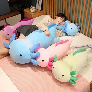 Géant coloré t peluche jouet en peluche mignonne axolotl salamandre flou long poisson apteal coussin coussin kids gift 240420