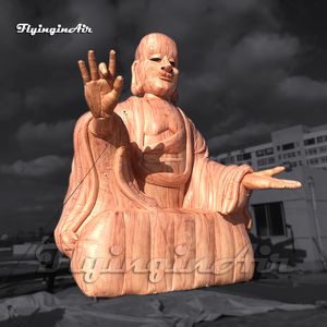 Estatua de piedra de budismo Zen de Buda inflable gigante, réplica de 5m, estatua de Arhat budista de soplado de aire para espectáculo de escenario