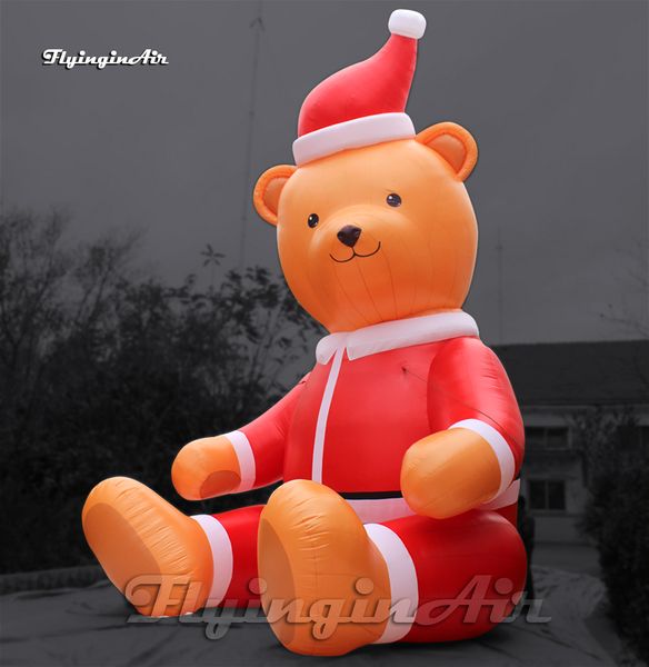 Gigante Inflable Christmas Bear Winnie The Pooh Modelo de animales de animales Aire soplado Air Sitting Bear Globo para la decoraci￳n del parque al aire libre