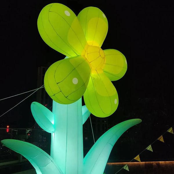 Marguerite gonflable géante de soufflage d'air de tournesol avec la lumière colorée de LED fête décorative ballon de fleur événement décor de scène publicité 240116