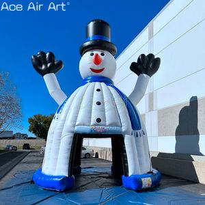 Giant Inflatable Xmas Dome Snowman Igloo Tent Christmas Tunnel Shelter Entrance with Air Blower for Event Decoration or Party