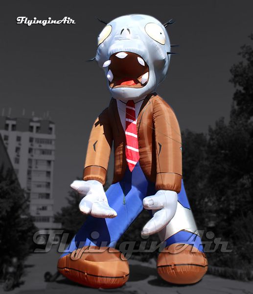 Zombie inflable gigante Personaje de dibujos animados de Halloween PVZ Villain 6m Air Blow Up Plants vs Zombies Figura para eventos al aire libre