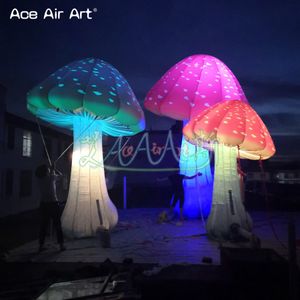 Seta inflable gigante para decoración al aire libre con seta LED colorida para decoraciones de fiesta al aire libre