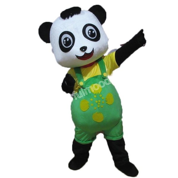 Costumes de mascotte de panda géant, tenue de personnage de dessin animé de haute qualité, costume de fête à thème d'halloween en plein air, robe unisexe pour adultes
