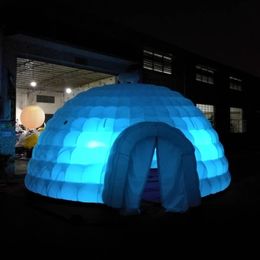 Tienda gigante y refugios de 10 m de diámetro (33 pies) con carpas de iglú inflables blancas con ventilador con LED Ilumining Dome Party Air for Event Show