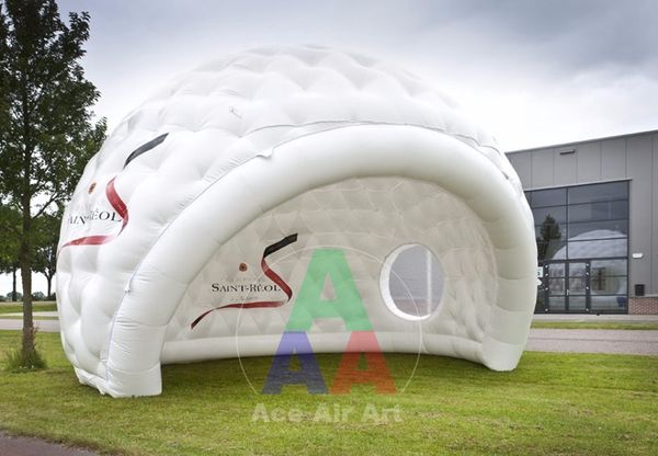 Igloo inflable blanco gigante de la tienda de la barra para el acontecimiento de la feria profesional con la ventana transparente