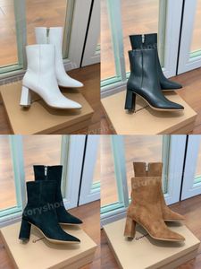 Botas Gianvito Rossi, botines de diseñador, botines de tacón grueso para mujer, botines de cuero de piel de oveja, botas de fiesta de boda para mujer, talla 35-42