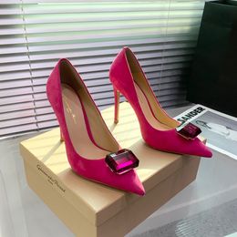 Gianvito rossi bruidsschoenen pompen 105 mm kristallen decoratie puntige tenen stiletto hakken pompen hakken lederen buitenzool dames luxe ontwerpers jurk schoen voor feest