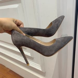 Gianvito Rossi Zapatos de vestir Zapatos de tacón de gamuza 100% cuero real Zapatos de tacón de mujer Zapatos de tacón alto con punta de gamuza Tacones altos Stilettos Zapatos de tacón de diseñador Suela dérmica de lujo 35-41