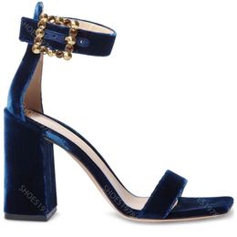 Gianvito Rossi sandalen ontwerpers schoenen pantoffels fluwelen strass gesp Rome dikke hak damesschoen Modieuze comfortabele 10,5 cm hoge hak slipper sandaal